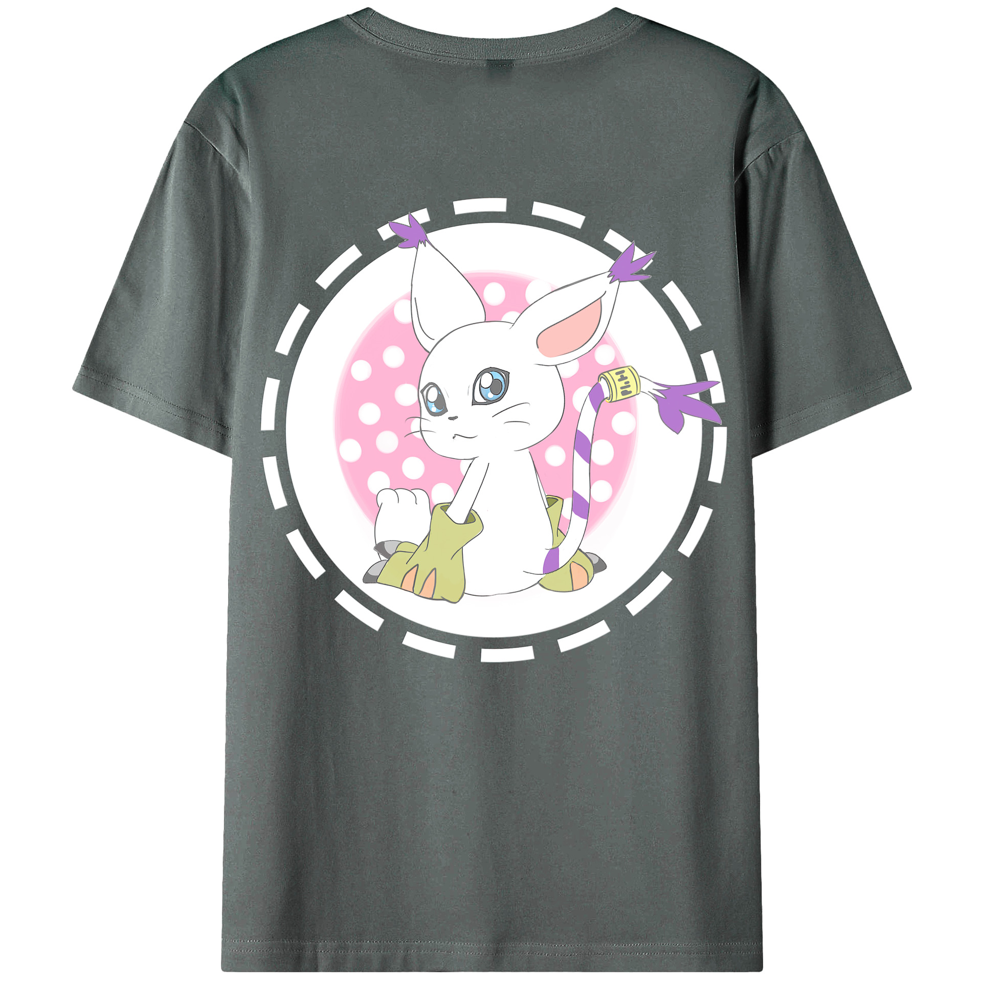 （画像用） Digimon デジタルモンスター/デジモン 綿100％ メンズ半袖Tシャツ（バックプリント） 通気性